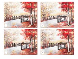 Bild handgemalt Leuchtender Herbsttag Beige - Rot - Massivholz - Textil - 100 x 75 x 4 cm