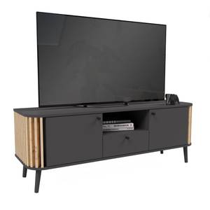 Table TV Pure Gris - En partie en bois massif - 138 x 50 x 40 cm