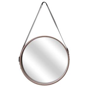 Miroir rond avec anse en PU Barber 40 cm Verre - 40 x 66 x 4 cm