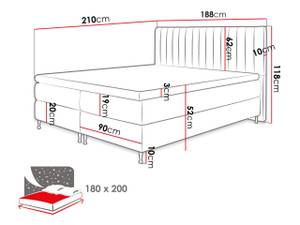 Boxspringbett Elegance Beige - Breite: 188 cm