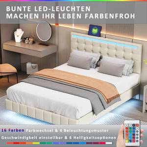 Polsterbett mit LED Nesoi Ⅳ Beige - Blau