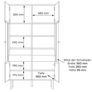 Vitrinenschränk LOFTY Weineinlage Schwarz - Braun - Eiche Dekor