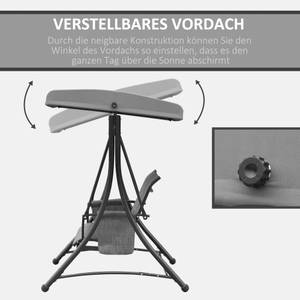 Hollywoodschaukel 3-Sitzer 84A-110CG Grau - Metall - 128 x 172 x 196 cm