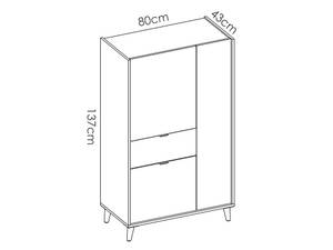 Highboard BICA Holzwerkstoff - 43 x 137 x 80 cm