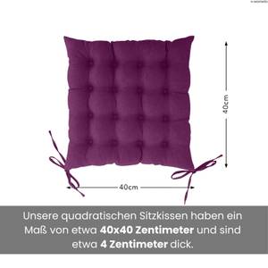 Sitzkissen gesteppt (2er-Set) ✓OEKO-TEX Rot - Textil - 40 x 4 x 40 cm
