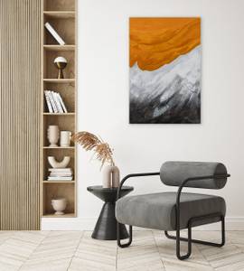 Acrylbild handgemalt Orange Evening Grau - Orange - Massivholz - Textil - 60 x 90 x 4 cm
