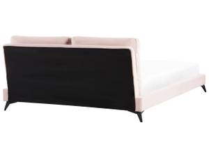 Lit double MELLE Noir - Rose foncé - Largeur : 196 cm