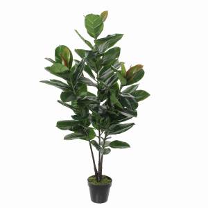Künstliche Pflanze Rubberplant Grün - Kunststoff - 50 x 130 x 50 cm