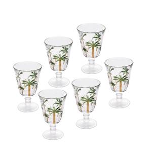 Lot de 6verres Palmiers peints à la main Verre