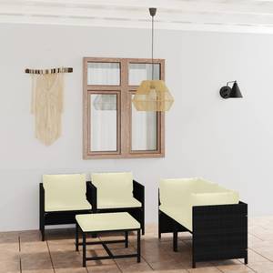 Garten-Lounge-Set (5-teilig) 3009676-7 Schwarz - Metall - Polyrattan - 60 x 60 x 60 cm