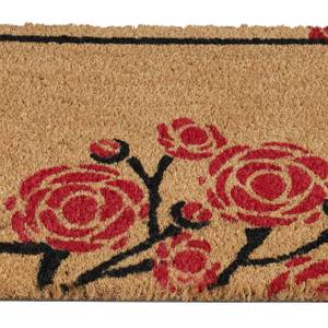 Fußmatte Kokos mit Rosen Schwarz - Braun - Rot - Naturfaser - Kunststoff - 60 x 2 x 40 cm