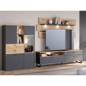 Wohnwand Leone 21 (3-teilig) Grau - Holzwerkstoff - 329 x 188 x 42 cm