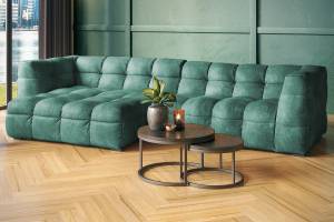 Ecksofa ROSARIO Velvet Petrol - Ecke davorstehend links