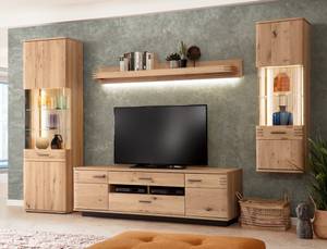 Wohnwand Santos 21 (4-teilig) mit LED Braun - Holzart/Dekor - Holz teilmassiv - 305 x 208 x 50 cm