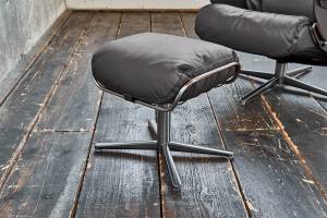 Fauteuil relax MODO cuir avec pouf Gris