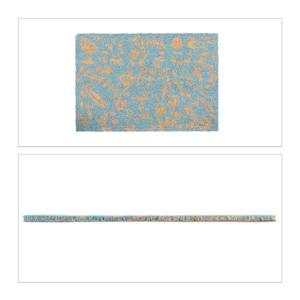 Paillasson coco fleurs Beige - Bleu - Fibres naturelles - Matière plastique - 60 x 2 x 40 cm