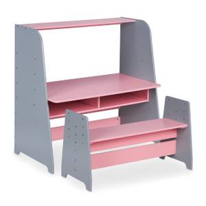 Kindertisch höhenverstellbar Grau - Pink - Holzwerkstoff - 90 x 88 x 48 cm