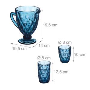 Lot de 7 verres bleus Bleu - Verre - 20 x 20 x 14 cm