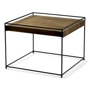 Couchtisch Thin Wood 60 Walnut Schwarz Schwarz - Metall - 60 x 46 x 60 cm