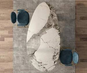 Ovaler Esstisch aus Keramik Tischbeine 90 x 180 cm