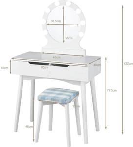 Schminktisch Make-up Tisch Weiß - Holzwerkstoff - 40 x 132 x 80 cm