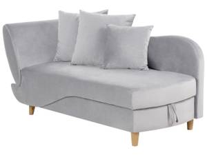 Chaise longue MERI Gris - Gris lumineux - Chêne clair - Accoudoir monté à droite (vu de face)