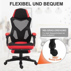 Gamingstuhl mit Fußstütze 921-233 Schwarz - Textil - 72 x 122 x 58 cm