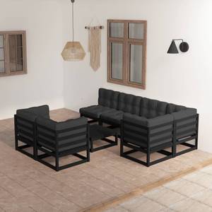 Garten-Lounge-Set (8-teilig) 3009802-2 Anthrazit - Schwarz