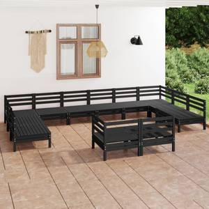 Garten-Lounge-Set Schwarz - Massivholz - Holzart/Dekor - 64 x 63 x 64 cm