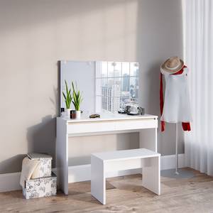 Coiffeuse Emma avec banc et LED Blanc - Bois manufacturé - 120 x 83 x 41 cm