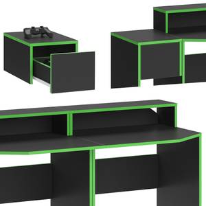 Bureau ordinateur Kron noir/Vert Set 8 Noir - Vert - Bois manufacturé - 30 x 87 x 60 cm
