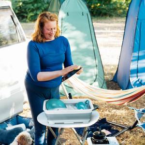 Panier de rangement pour le camping Gris - Blanc - Matière plastique - 37 x 12 x 27 cm