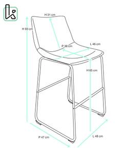 Tabouret de bar HELIO 64 (Lot de 2) Noir - Gris - Métal - 48 x 93 x 47 cm