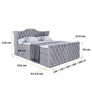 Boxspringbett VILA-Z KING Hellgrau - Breite: 200 cm