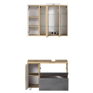 Waschplatz Set VASTO-CONCRETE (2-tlg.) Braun - Holzwerkstoff - 85 x 200 x 35 cm