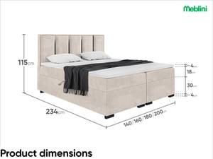 Boxspringbett Antonio Black Beige - 180 x 234 cm - H3