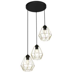 Lampe à suspension ARIYAN Noir - Doré - Gris métallisé - 44 x 18 x 44 cm