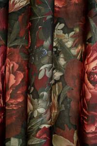 Vorhang rot floral blickdicht modern Rot - Textil - 140 x 245 x 1 cm