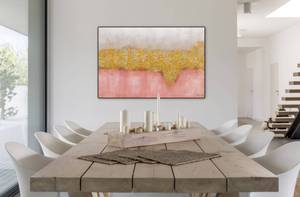 Tableau peint Through the Earth Doré - Rose foncé - Bois massif - Textile - 120 x 80 x 4 cm