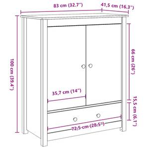 Highboard DE6993 Schwarz - Massivholz - 42 x 100 x 83 cm