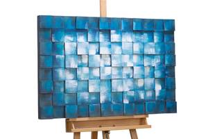 Holzbild Reflektion des Meeres Blau - Weiß - Holz teilmassiv - 90 x 60 x 5 cm