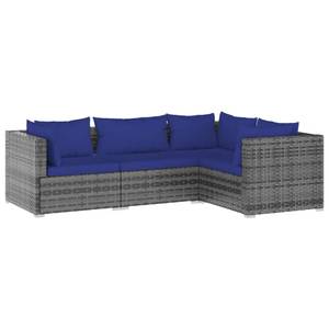 Salon de jardin (lot de 4) 3013632-14 Bleu - Bleu foncé - Gris