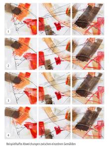 Bild handgemalt Triple in Red Massivholz - Textil - 150 x 50 x 4 cm