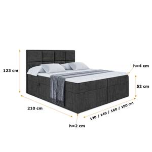 Boxspringbett GALMA Schwarz - Breite: 140 cm - H4