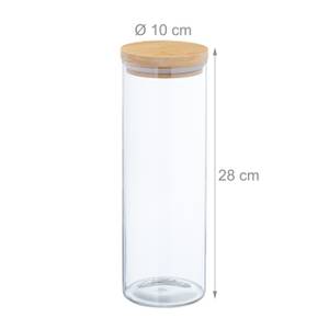 Lot de 4 bocaux en verre avec couvercle Marron - Bambou - Verre - Matière plastique - 10 x 28 x 10 cm