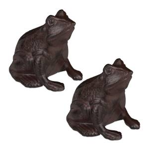 2 x Gartenfigur Frosch antik Braun - Metall - 10 x 13 x 13 cm