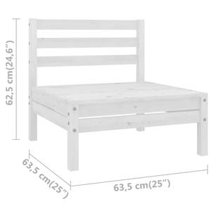 Garten-Lounge-Set (3-teilig) Weiß - Massivholz - Holzart/Dekor - 64 x 63 x 64 cm