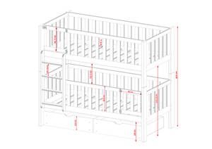 Etagenbett KSAWERY 80x180x164 Weiß - Massivholz - Holzart/Dekor - 88 x 164 x 188 cm