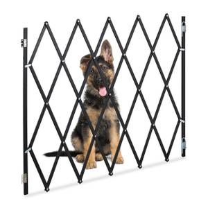 Ausziehbares Hundeabsperrgitter schwarz Schwarz - Bambus - Metall - 130 x 88 x 3 cm