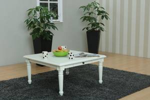 Table basse Amaretta Blanc - Bois massif - 100 x 45 x 100 cm